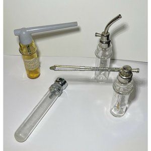 Vintage Devilbiss Clear Amber Bulbous Glass Dental Medical Atomizer Lot Bottle